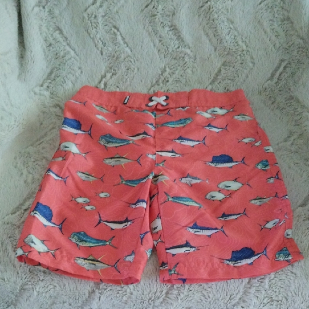 Kids Coral Fish Print Swim Trunks